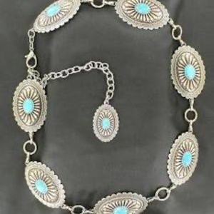 Ariat Turquoise Concho Chain Belt - Ladies